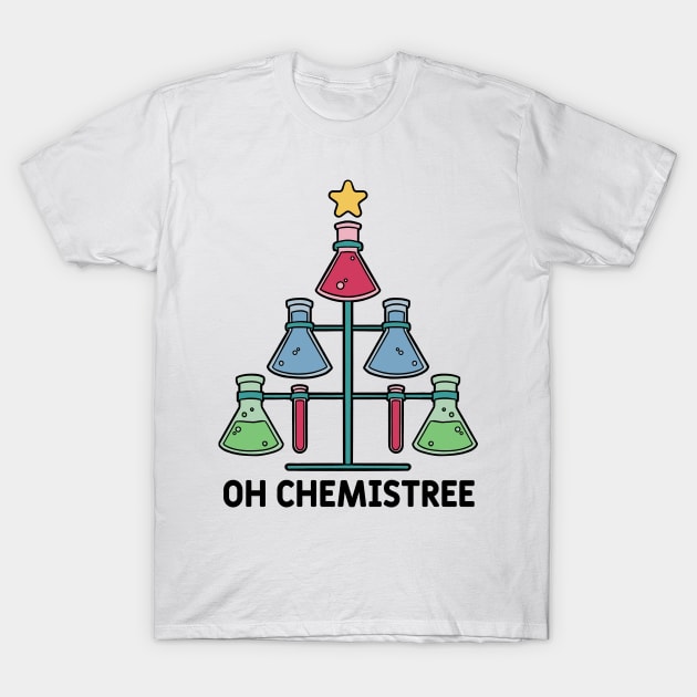 OH Chemistree Funny Chemistry Christmas Tree T-Shirt by Krishnansh W.